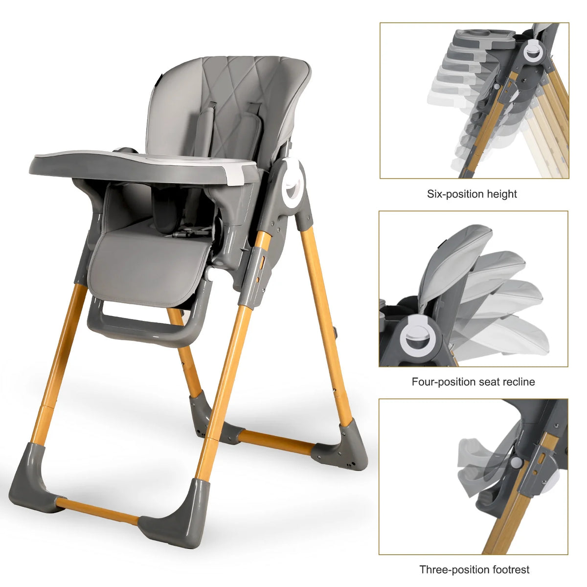 Foldable High Chair with Detachable Double Trays O717149