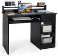 Black Computer Desk with Drawers and Shelves V570600