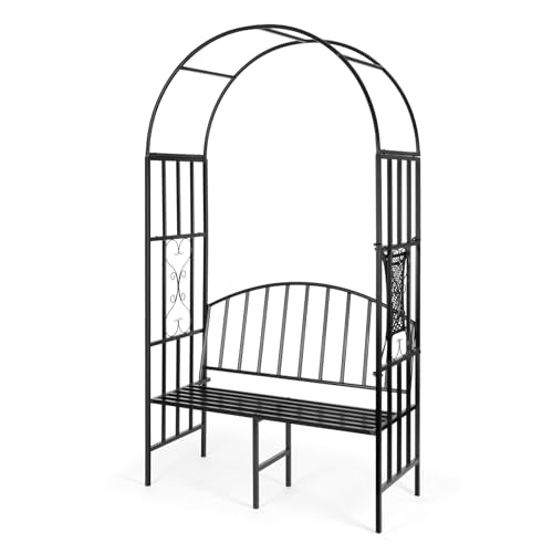 Heavy Duty Metal Garden Arch with Seat Bench S54323