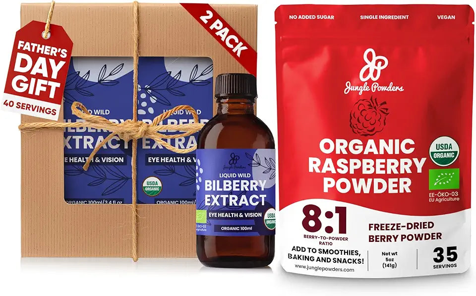 USDA Organic Wild Bilberry Liquid Extract and Organic Raspberry Powder N53516