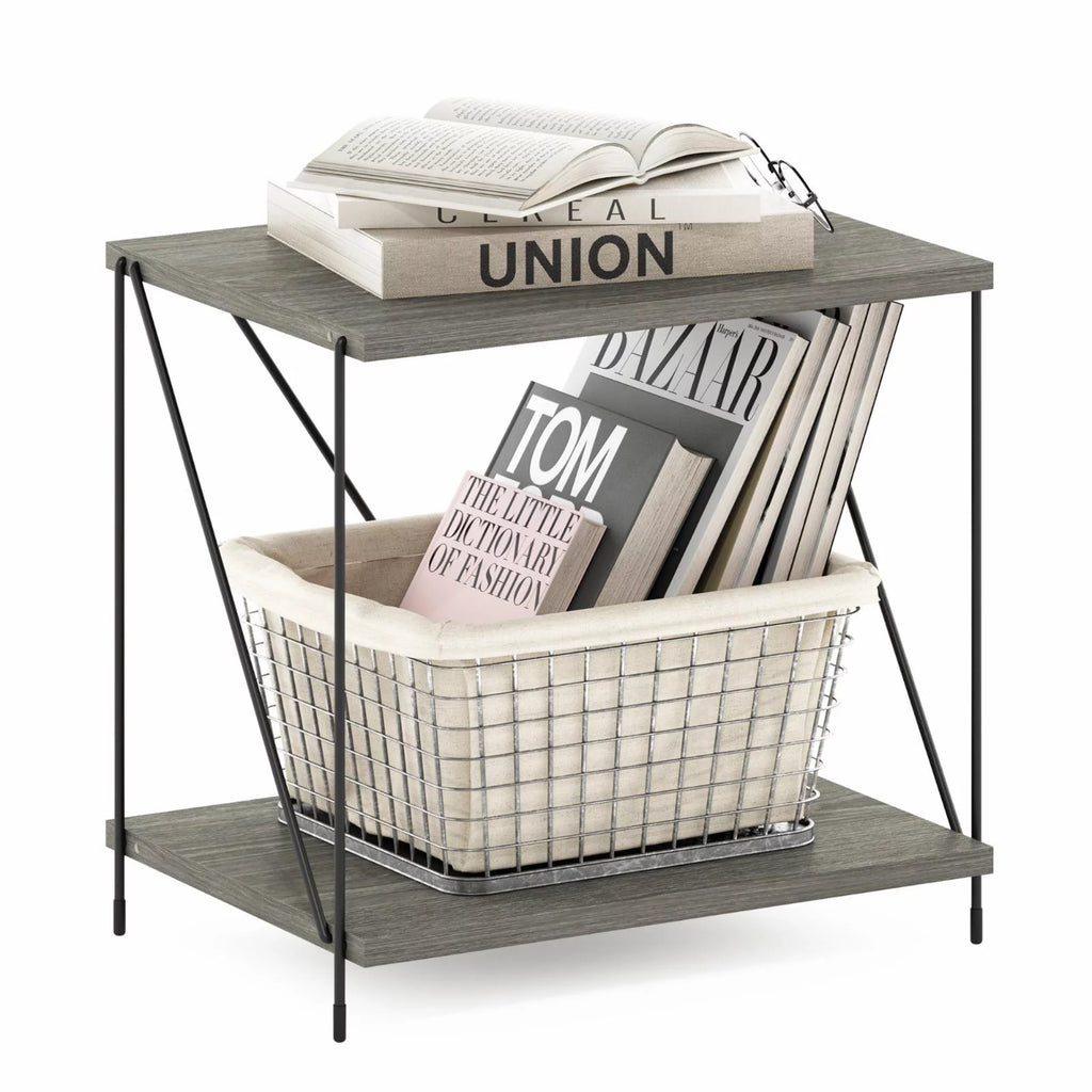 Oak Side Table with Metal Frame P447553