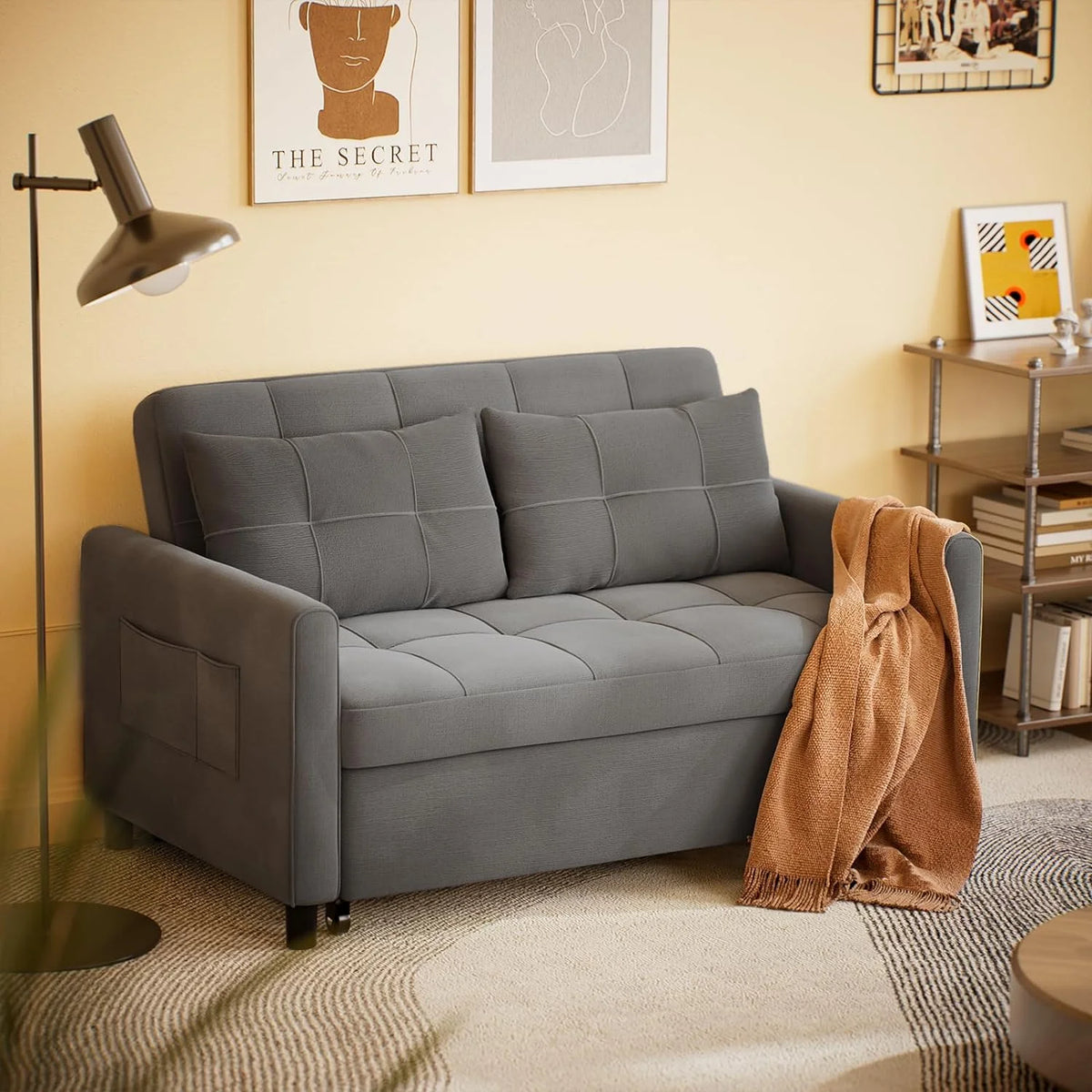 Dark Gray Convertible Sleeper Sofa Bed U6351