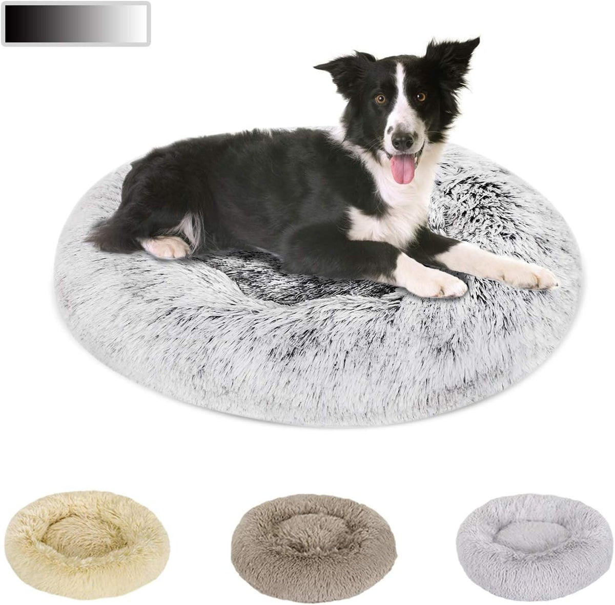 Round Washable Plush Dog and Cat Bed Pack of 2 N684