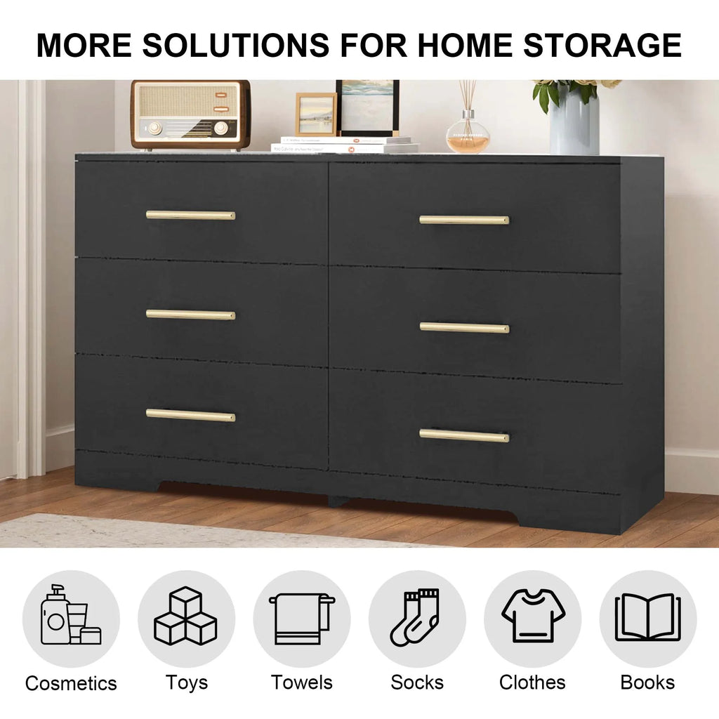Black 6 Drawer Dresser K387135