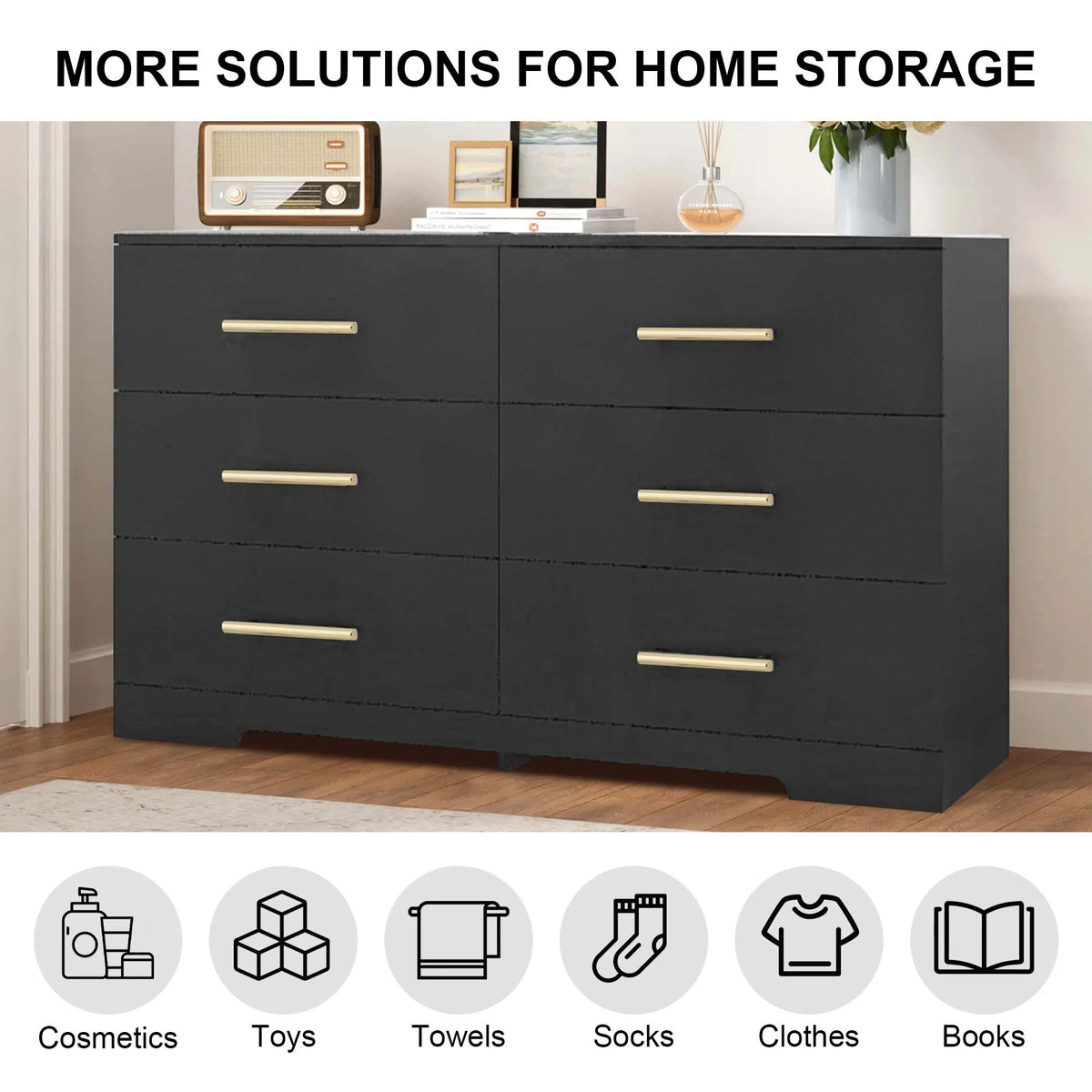 Black 6 Drawer Dresser K387135