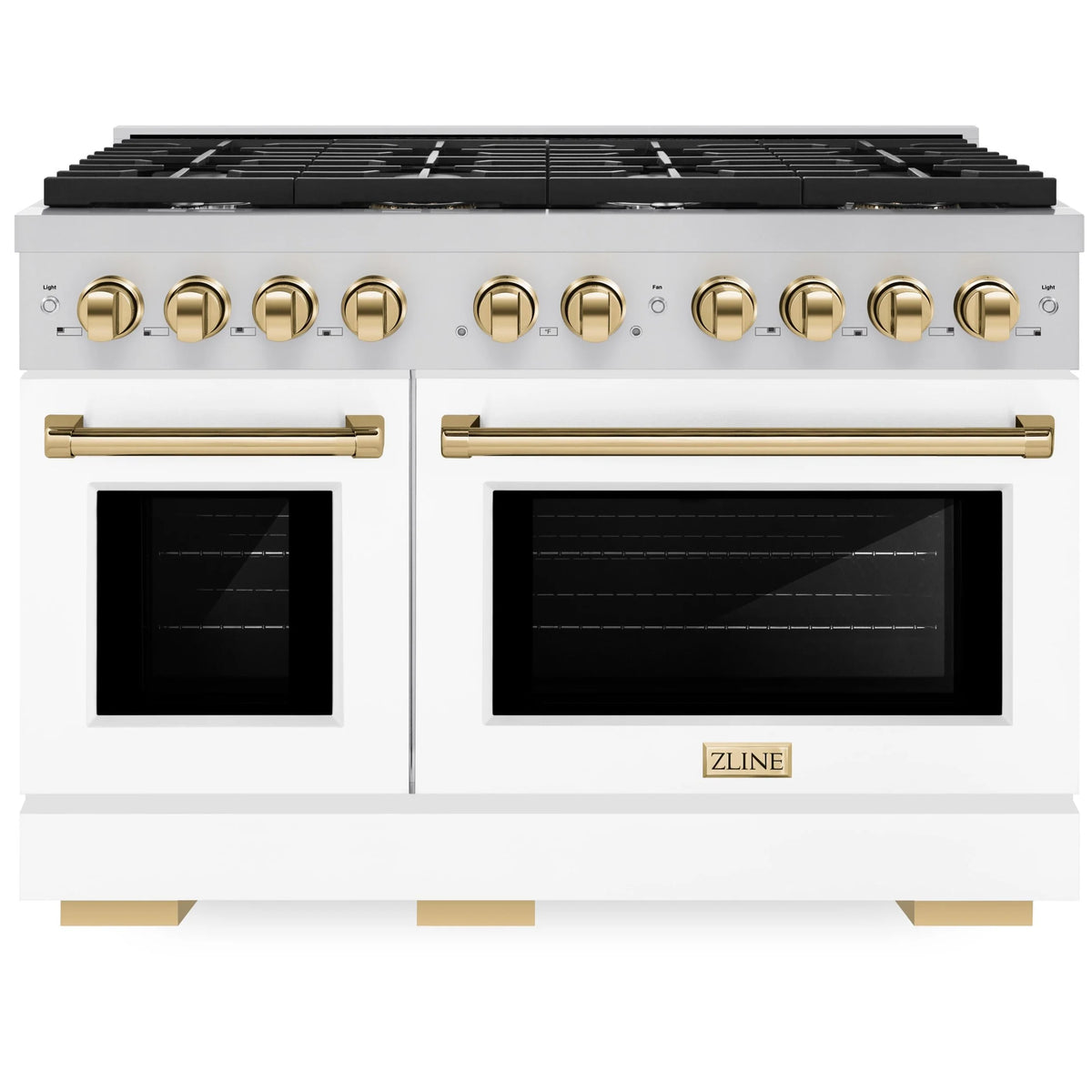 48 6.7 cu. ft. Double Oven Gas Range in Stainless Steel with White Matte Doors and Gold Accents X994441