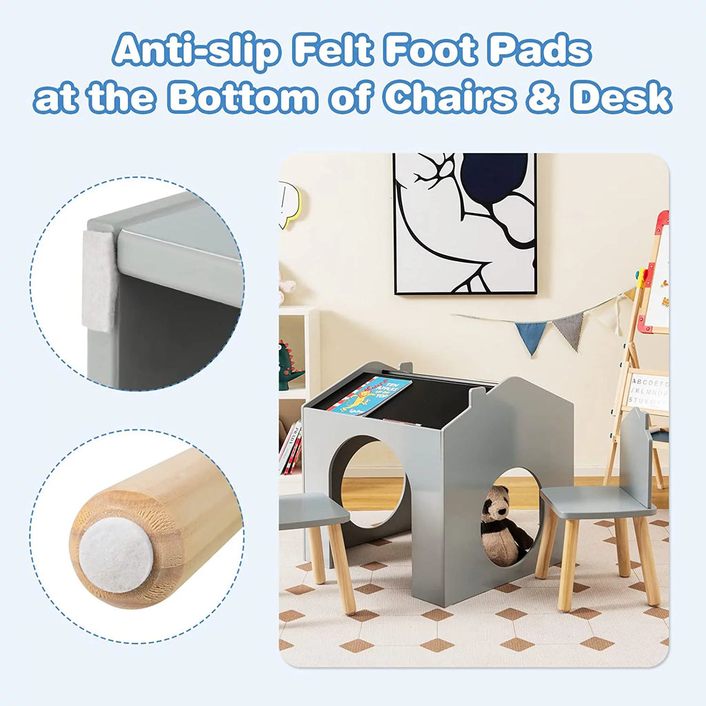 Kids Wood Table and Chair Set with Blackboard K792028