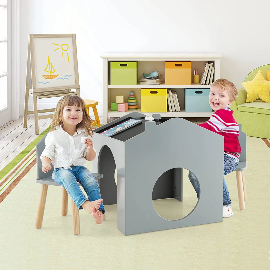 Kids Wood Table and Chair Set with Blackboard K792028