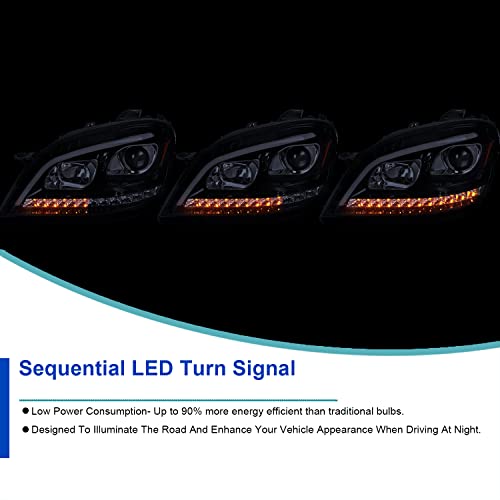 Chrome Projector LED Sequential Signal Headlights Left + Right Pair V27336