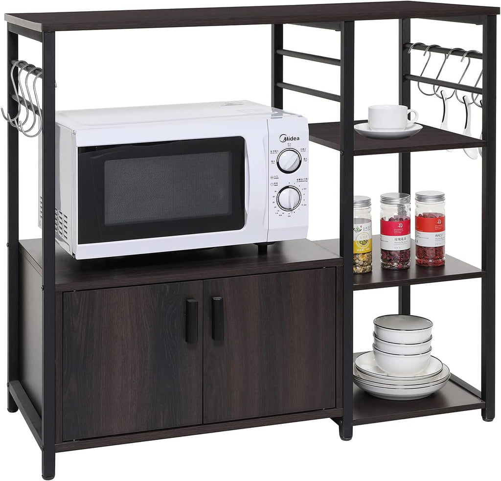 4 Tier Dark Oak Kitchen Baker's Rack with 8 Hooks I520