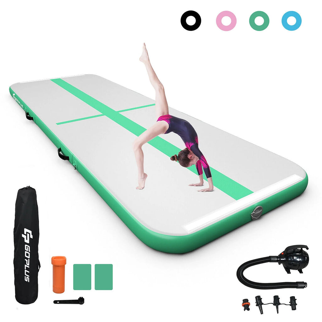 10FT Inflatable Gymnastics Tumbling Mat with Pump Green X64392