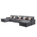 Gray Fabric 6Pc Double Chaise Sectional N585464