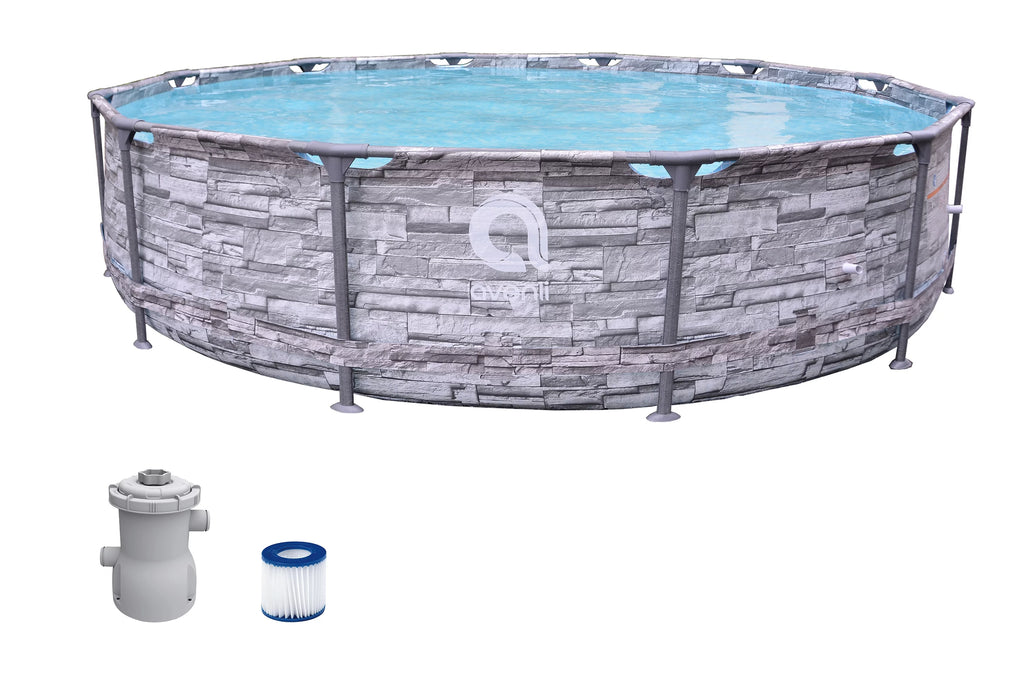 12 ft. Grey Stone Round Above Ground Pool E8223
