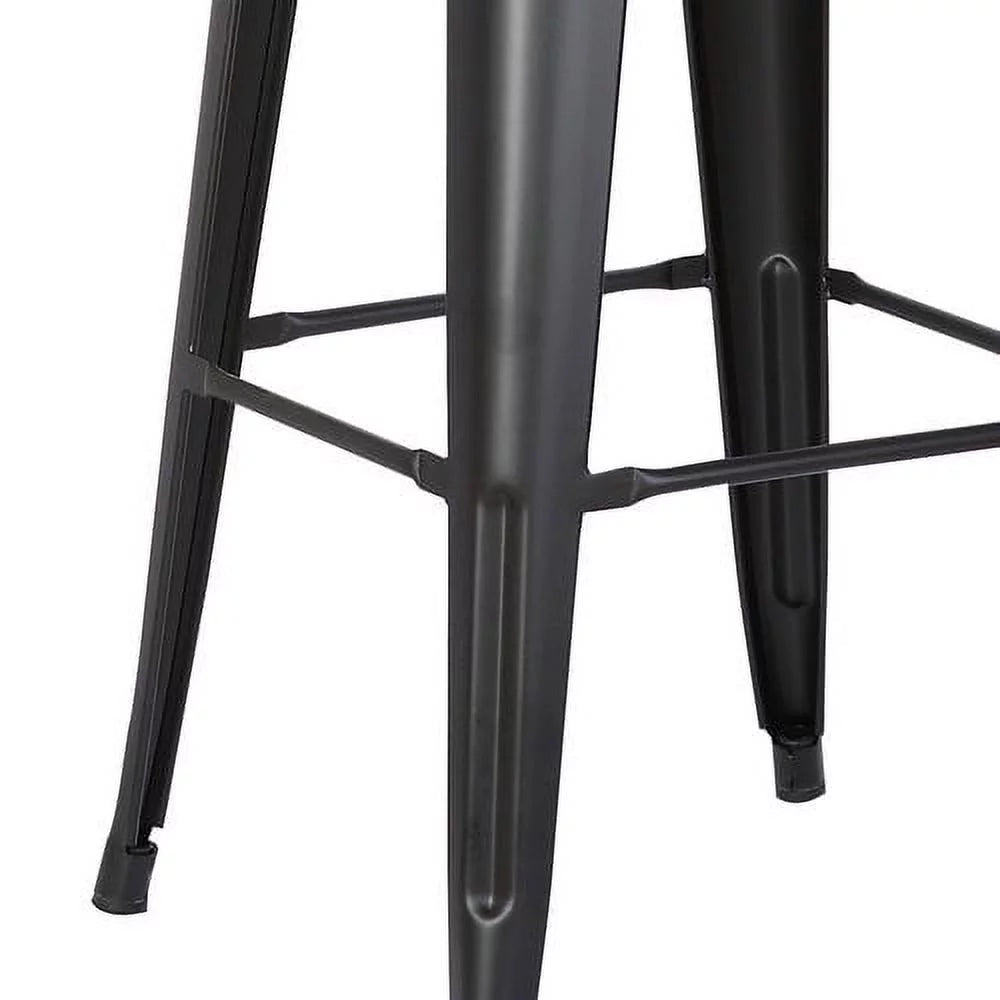 Matte Black 24-inch Metal Barstool Set of 2 H15801