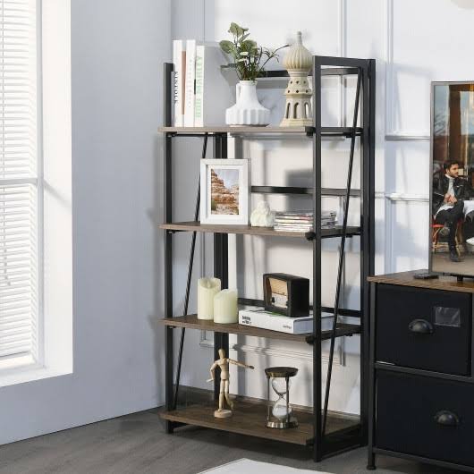4-Tier Folding Industrial Bookshelf X6115