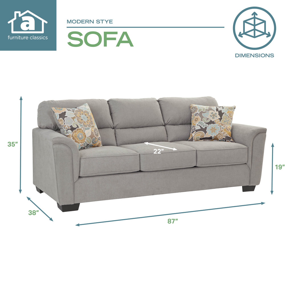 Flared Arm Sofa with Two Pillows O413