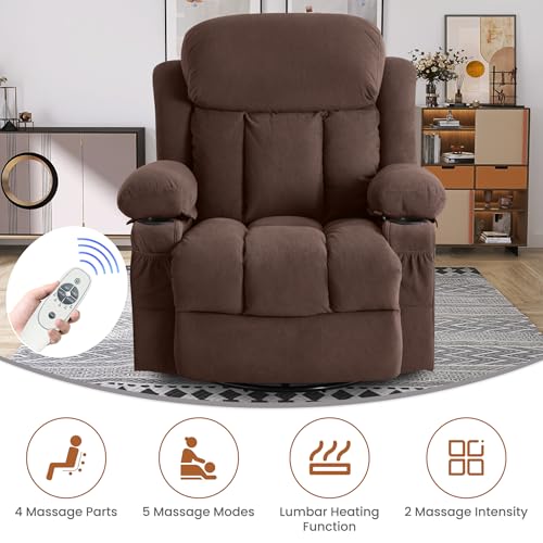 Grey Swivel Rocker Recliner Chair with Heat and Massage V709