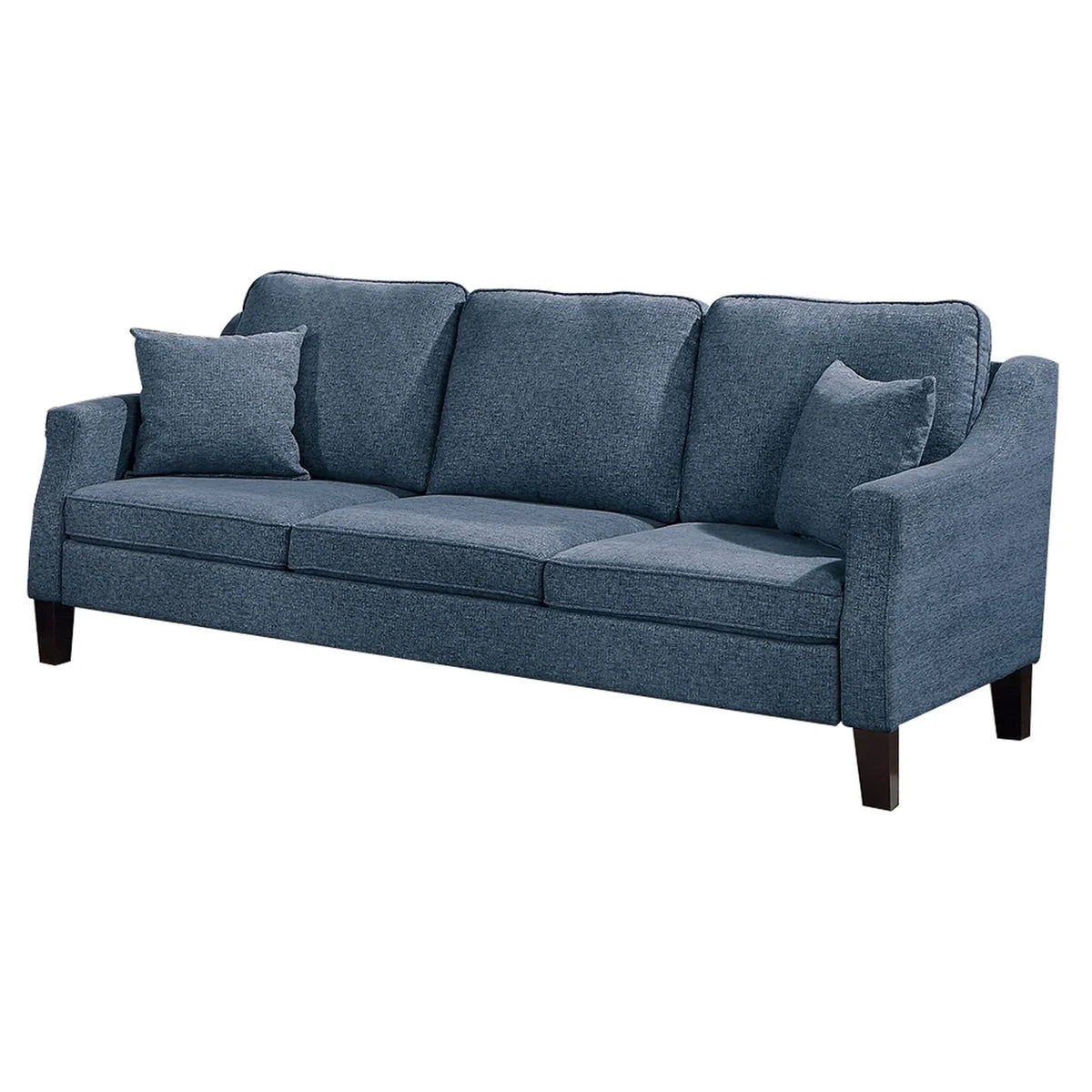 2 Piece Sofa and Loveseat Set with 4 Throw Pillows Navy Blue I756
