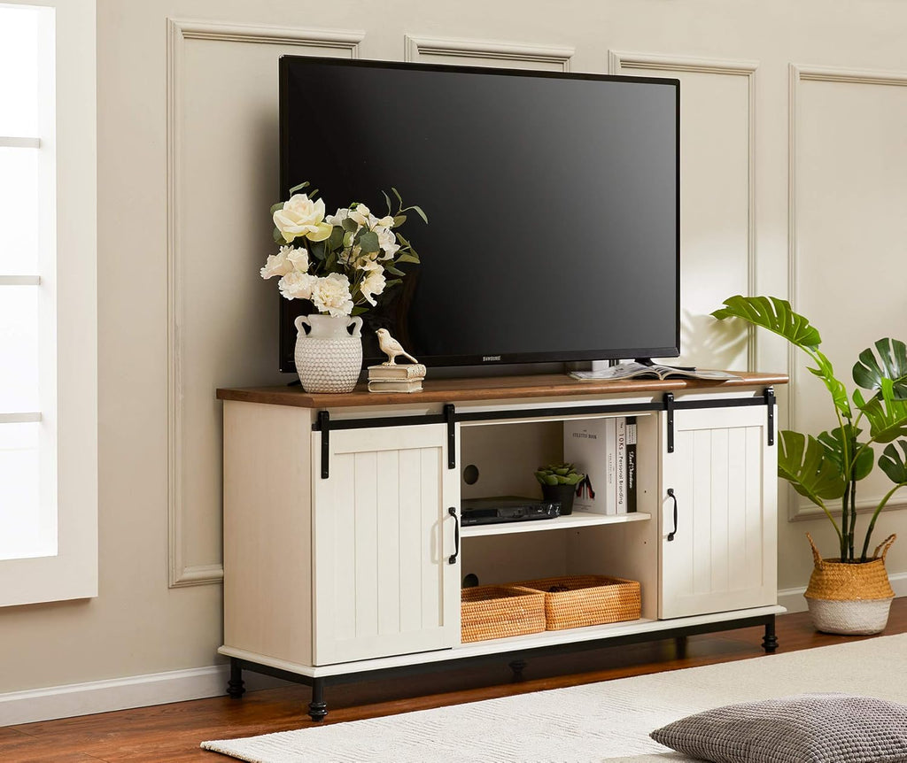 White Wood Metal TV Stand Z263
