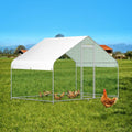 Large Metal Walk-in Chicken Coop with Waterproof Cover D875