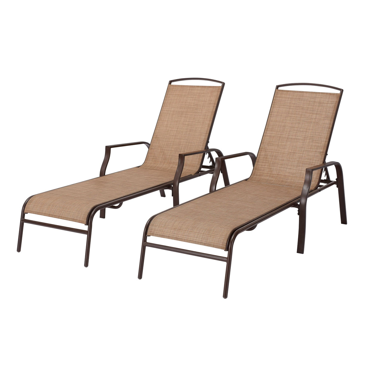 Tan Set of 2 Steel Outdoor Chaise Lounge R14899