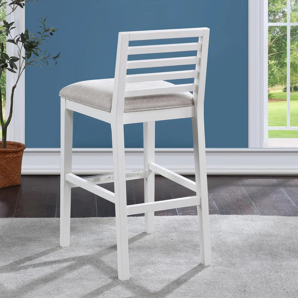 White Solid Wood Gray Fabric Bar Stool A1519