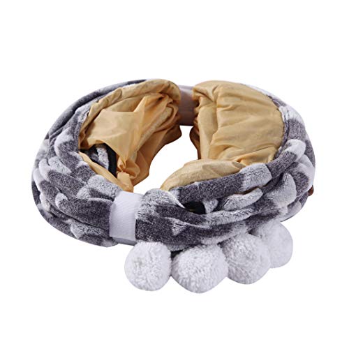 Large Cat Tunnel Bed with Toy Balls and Cushion, Gray Star Pattern F25681