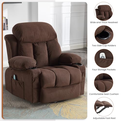 Grey Swivel Rocker Recliner Chair with Heat and Massage V709