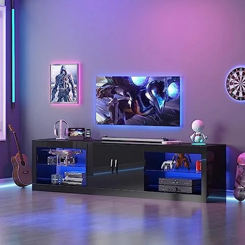 70 Inch LED TV Stand with Adjustable Glass Shelves W913822