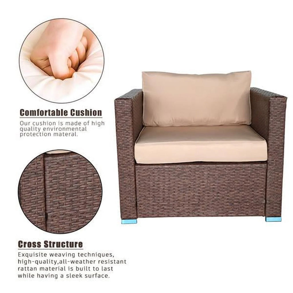7 Pieces PE Wicker Rattan Corner Sofa Set A917950