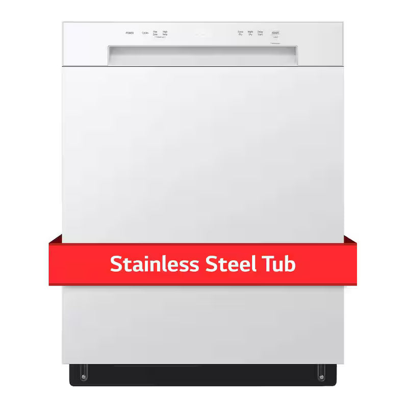 White Front Control Dishwasher with Stainless Steel Tub E61459