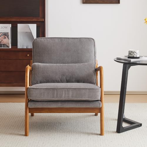 Corduroy Upholstered Accent Chair with Pillow L590