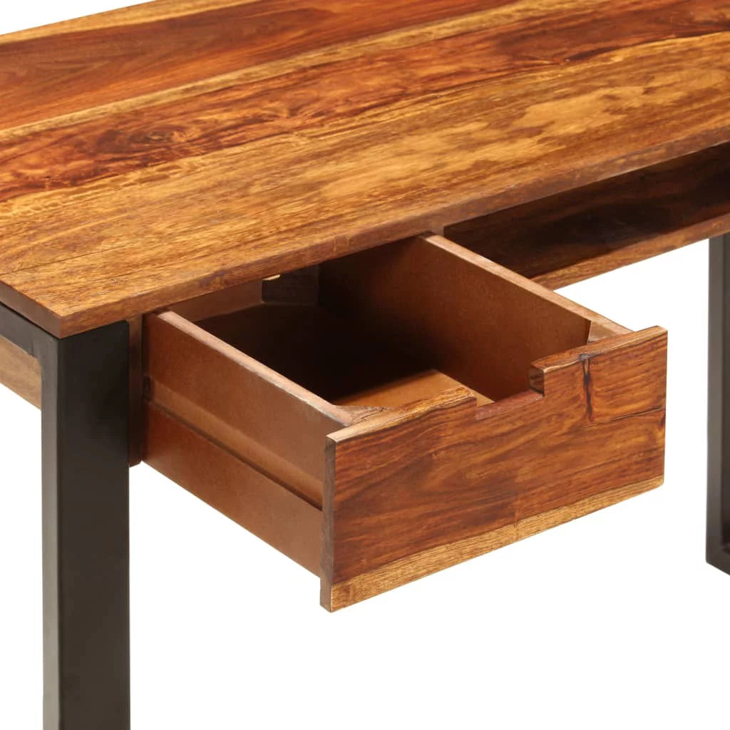 Retro Sheesham Wood Writing Desk with 2 Storage Drawers J794
