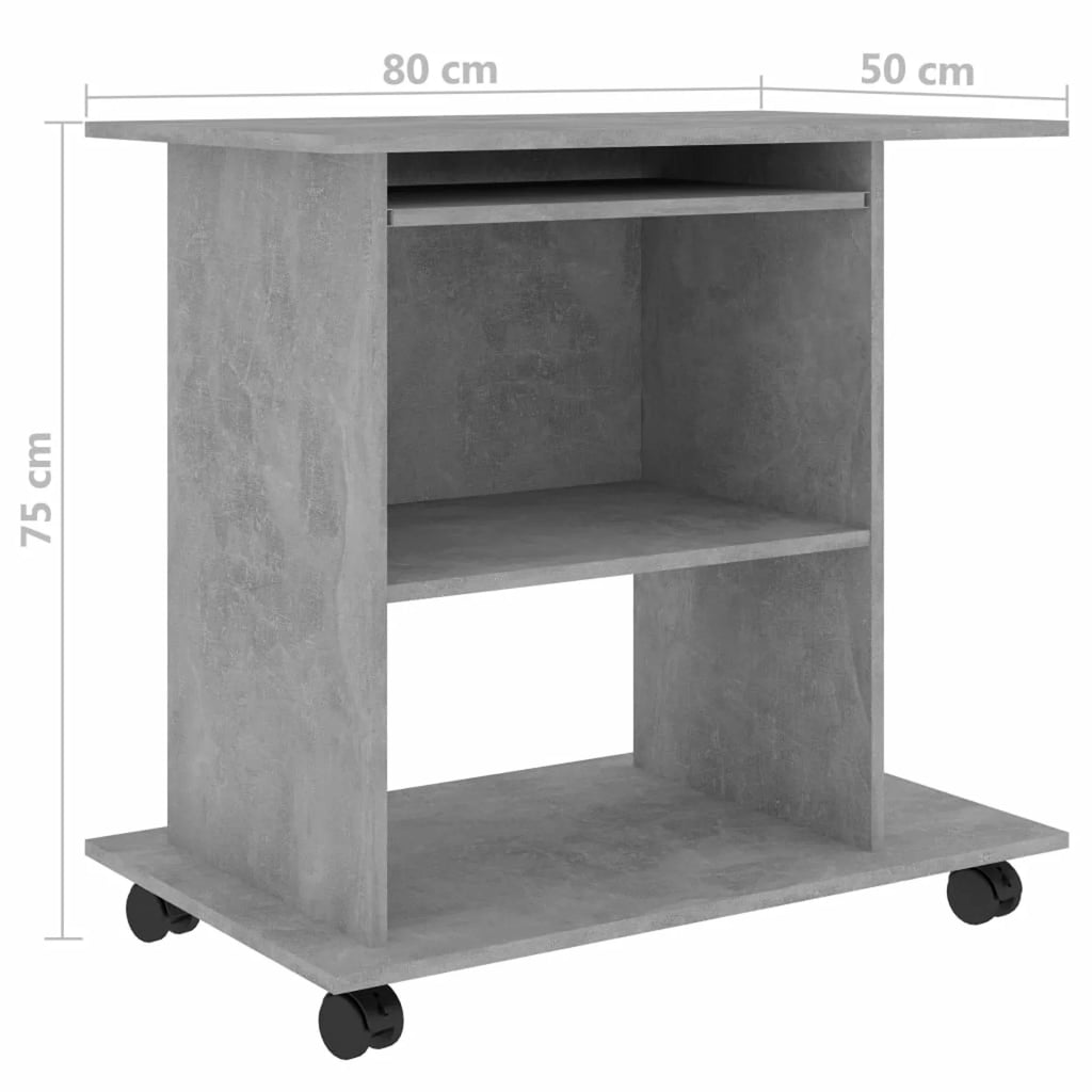 Wheeled Computer Desk with Keyboard Tray U305352