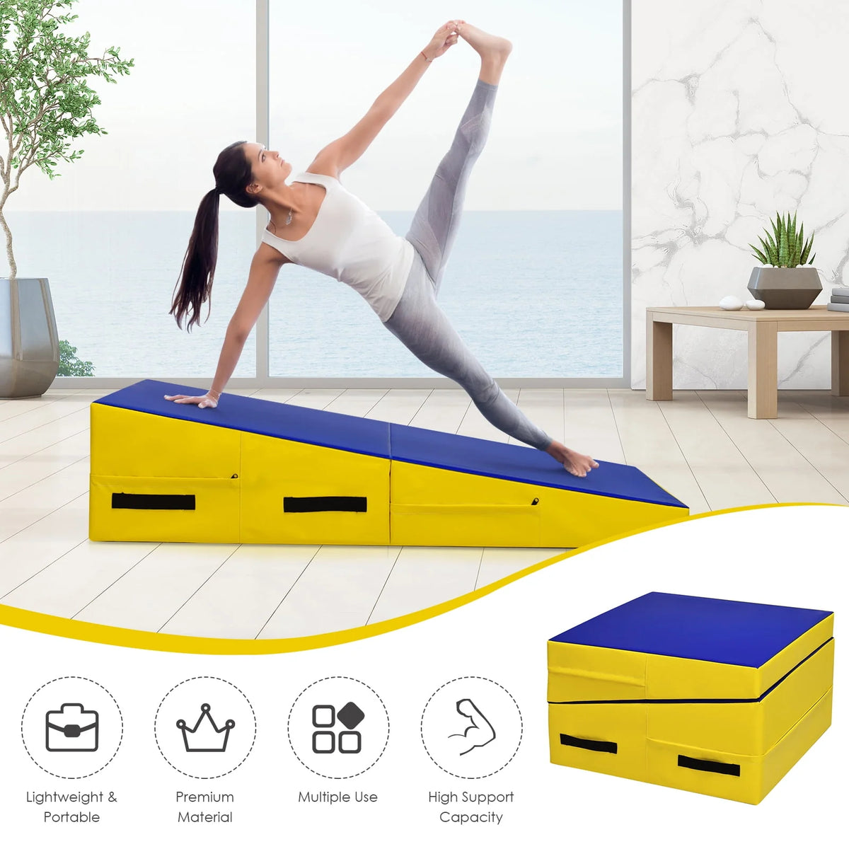 Folding Incline Gymnastics Mat Yellow W553