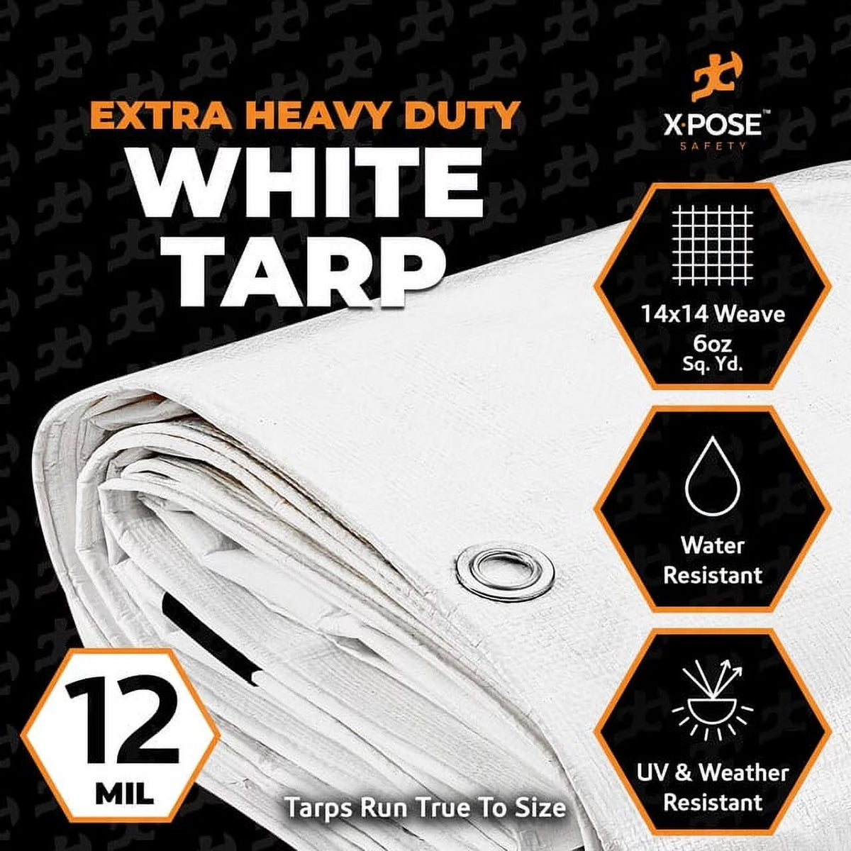 White Heavy Duty 10' x 20' Waterproof 12 Mil Poly Tarp B789443