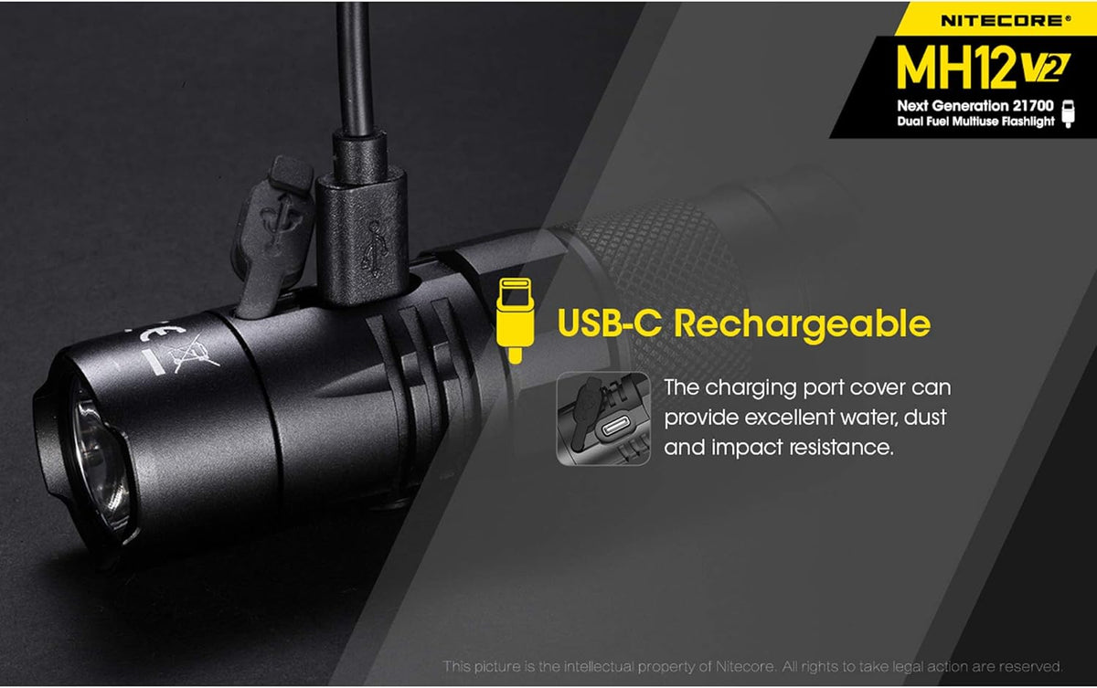 1200 Lumen USB-C Rechargeable Tactical Flashlight Q18750
