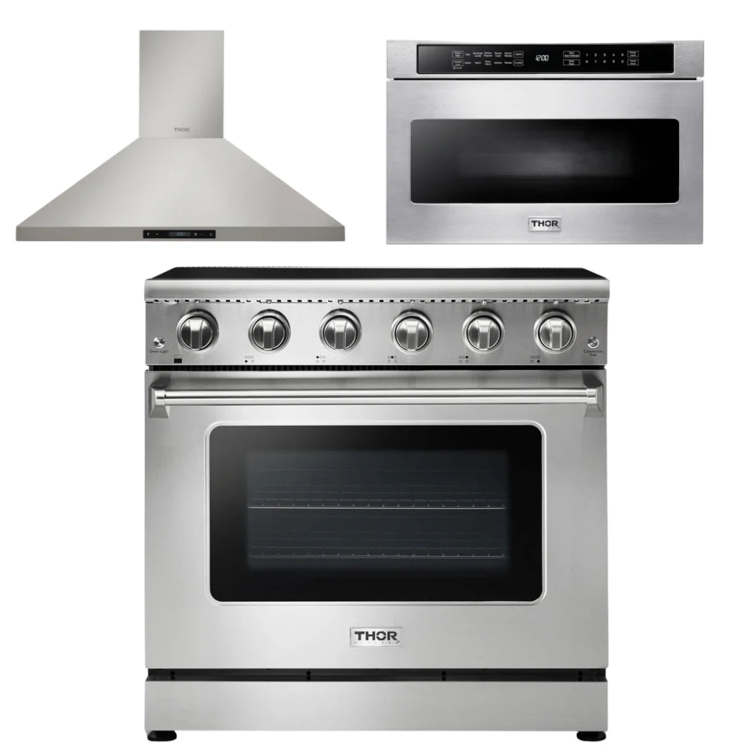 36 Electric Range, Range Hood, Microwave N940