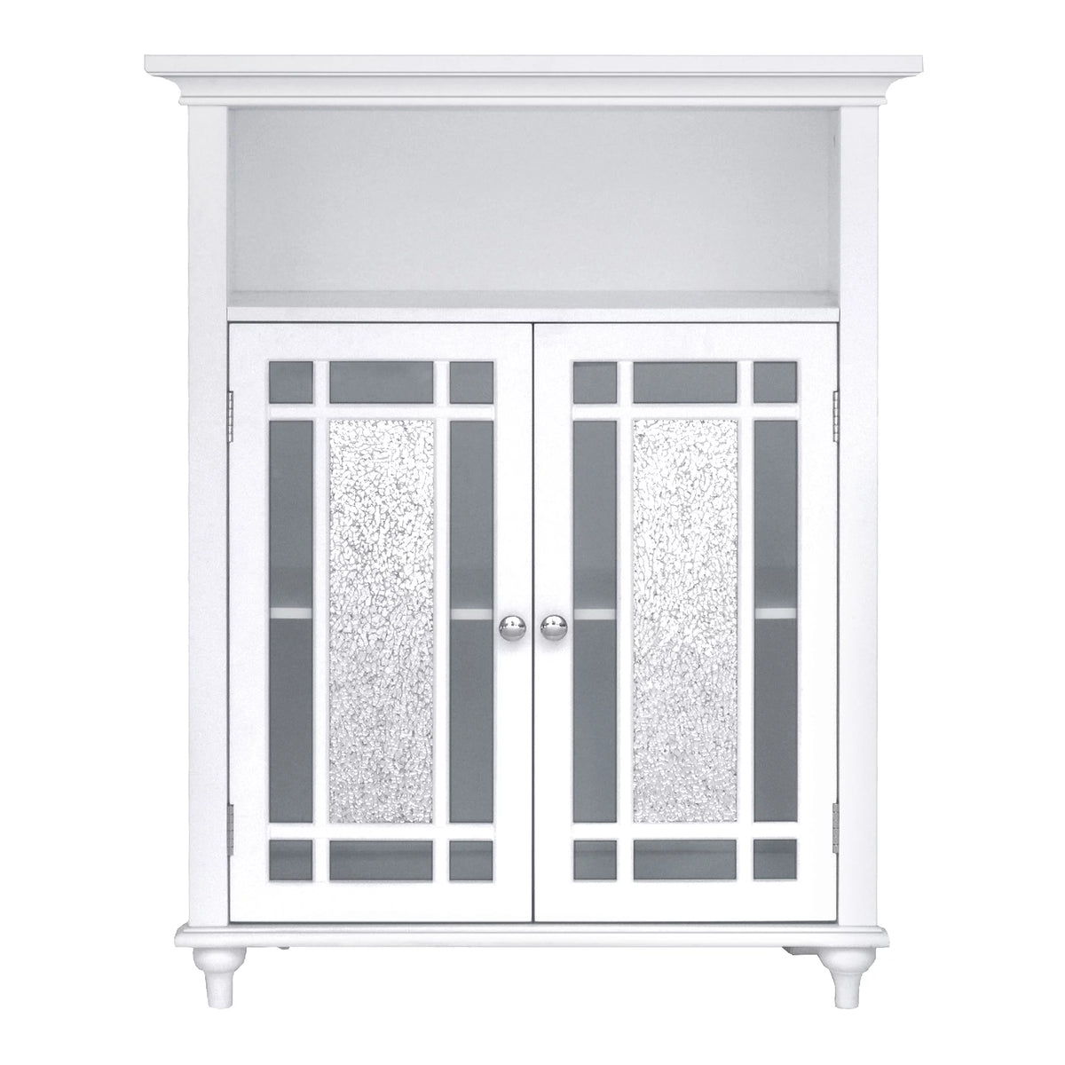 White Wooden Floor Cabinet with Glass Doors N343018