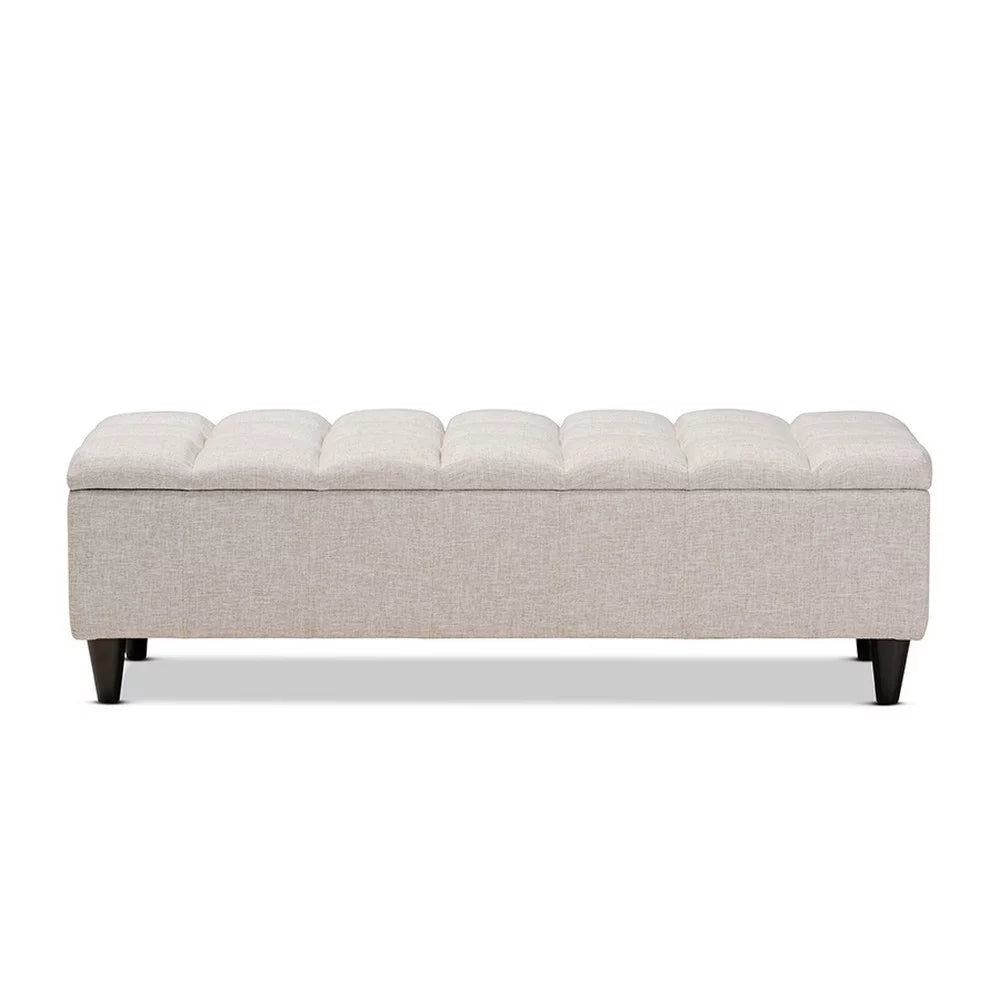Light Blue Fabric Upholstered Wood Storage Bench Ottoman V160011