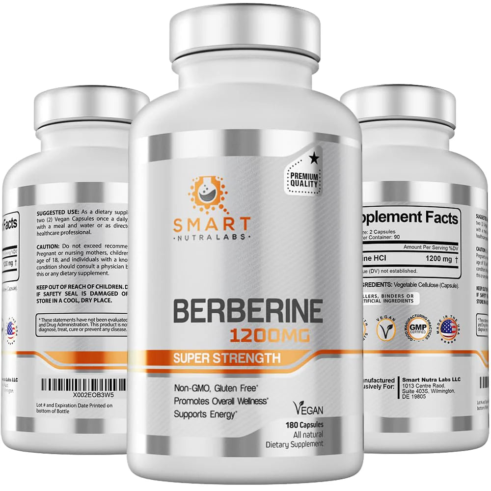 Berberine HCL 1200mg 180 Vegan Capsules Non-GMO Gluten Free Z160746