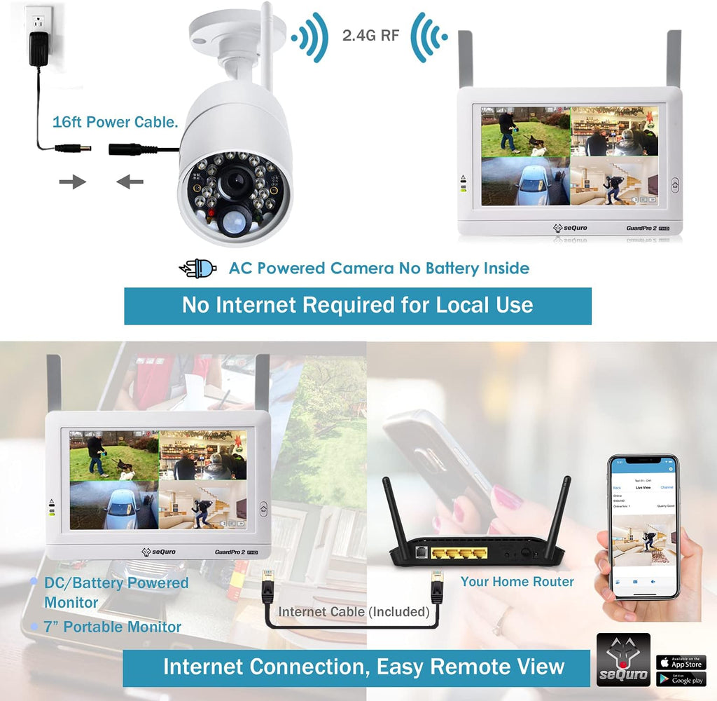 Wireless Security Camera System with Monitor, 1080P Night Vision Y445
