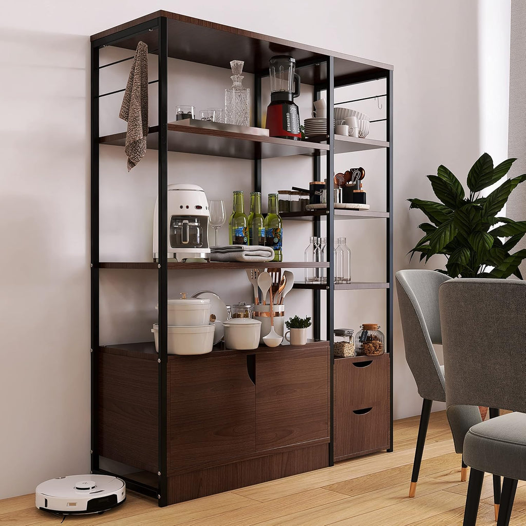 5-Tier Kitchen Baker's Rack with Hutch and Storage Cabinet E8700