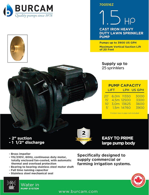 1.5 HP Heavy Duty Sprinkler Pump L985