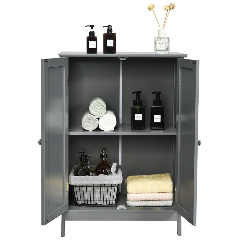 Gray Double Door Bathroom Floor Cabinet U904599