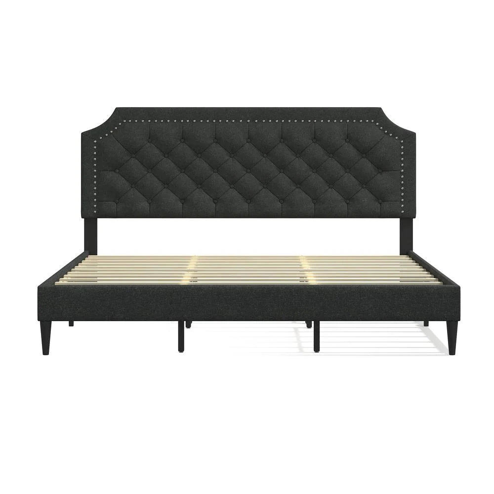 Gray California King Upholstered Platform Bed E148920
