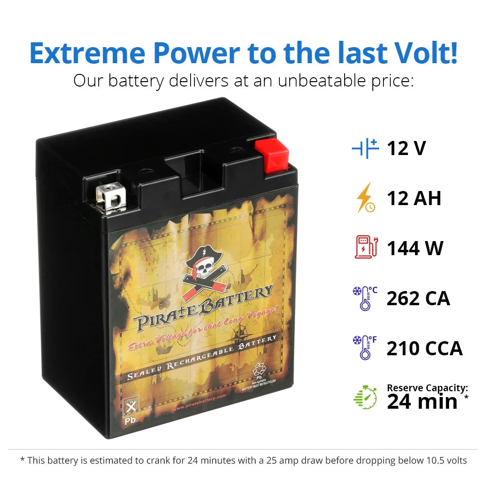 12 Volt 12 Ah 210 CCA Motorcycle Battery K880669
