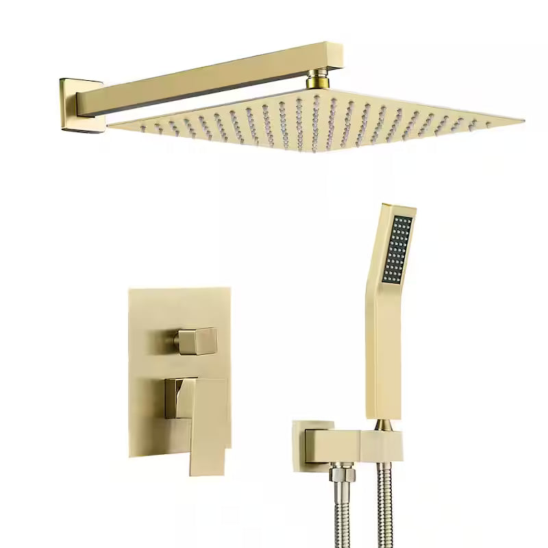 Brushed Gold 12 in. Shower Faucet Head with Handheld K8704