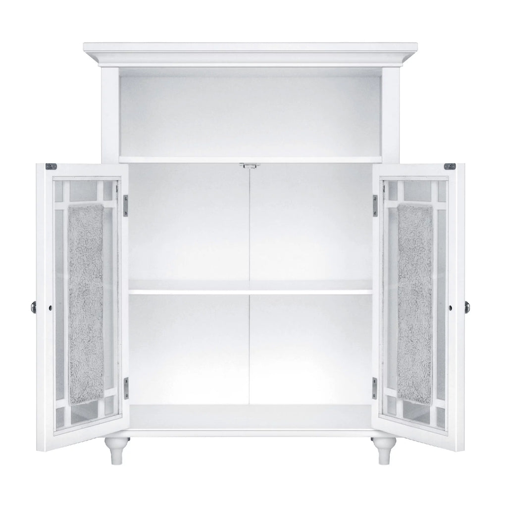White Wooden Floor Cabinet with Glass Doors N343018