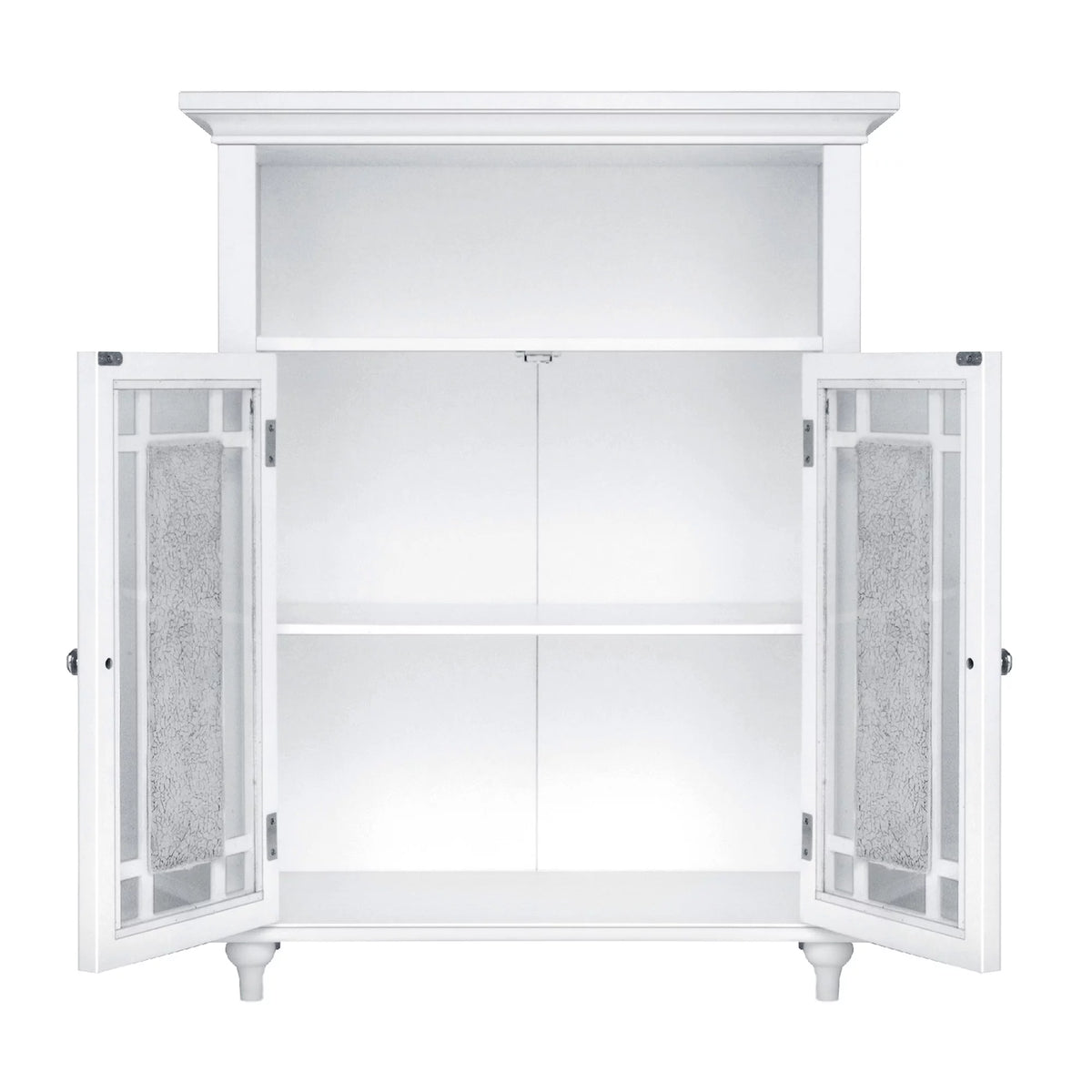 White Wooden Floor Cabinet with Glass Doors N343018